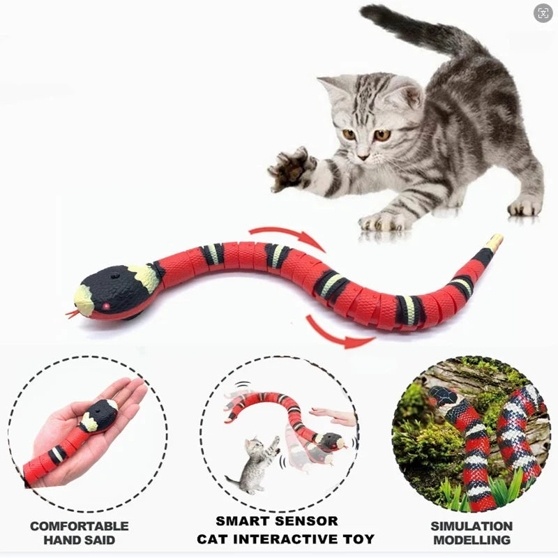 Automatic Cat Toys Interactive Smart Sensing Snake TeaseToys for Cats USB Charging Cat Accessories for Pet Cats Game Play To Econic Blanks